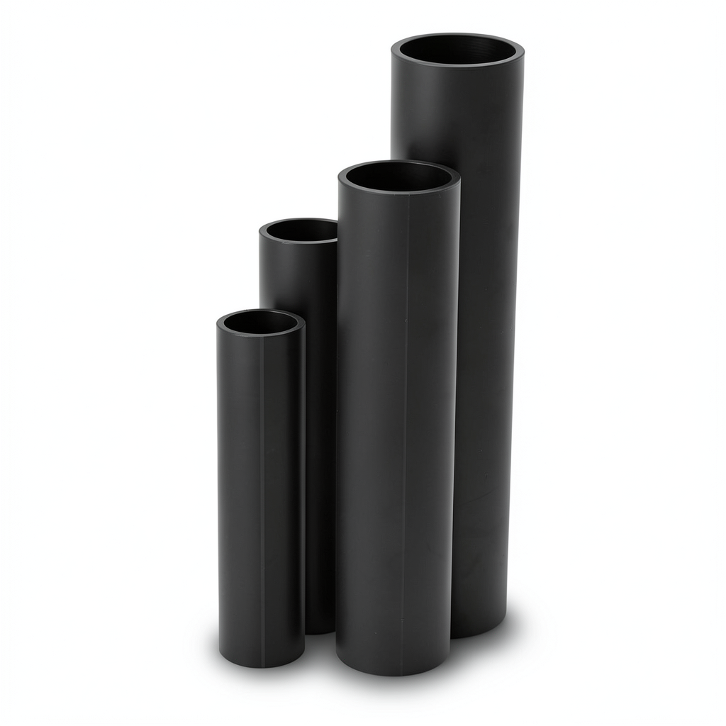 مواسير HDPE SDR 26 قطر خارجي 140 مم سمك 5.4 مم لون أسود