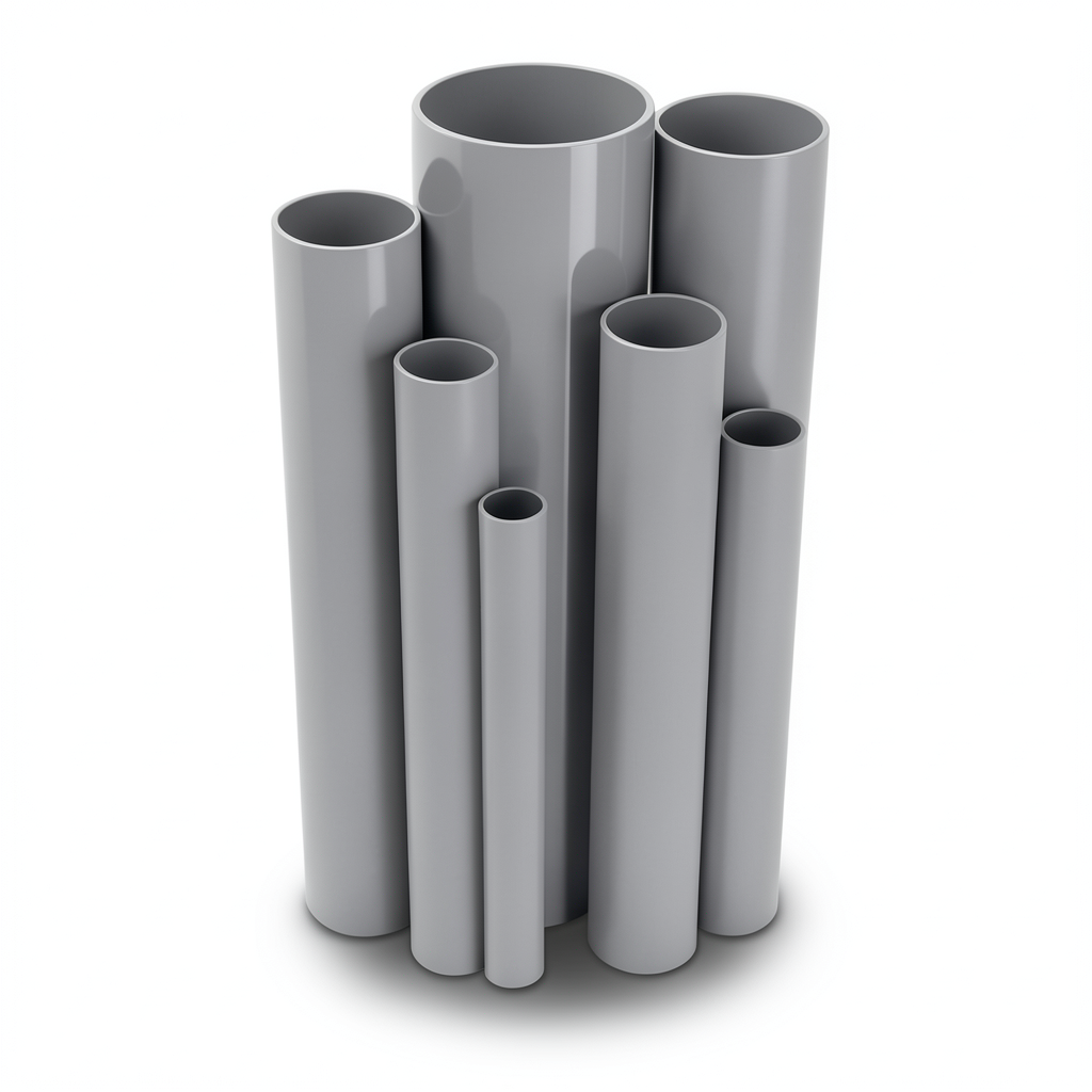 مواسير UPVC جدول 80 مقاس ½ 1 إنش سمك 5.10 مم لون رمادي