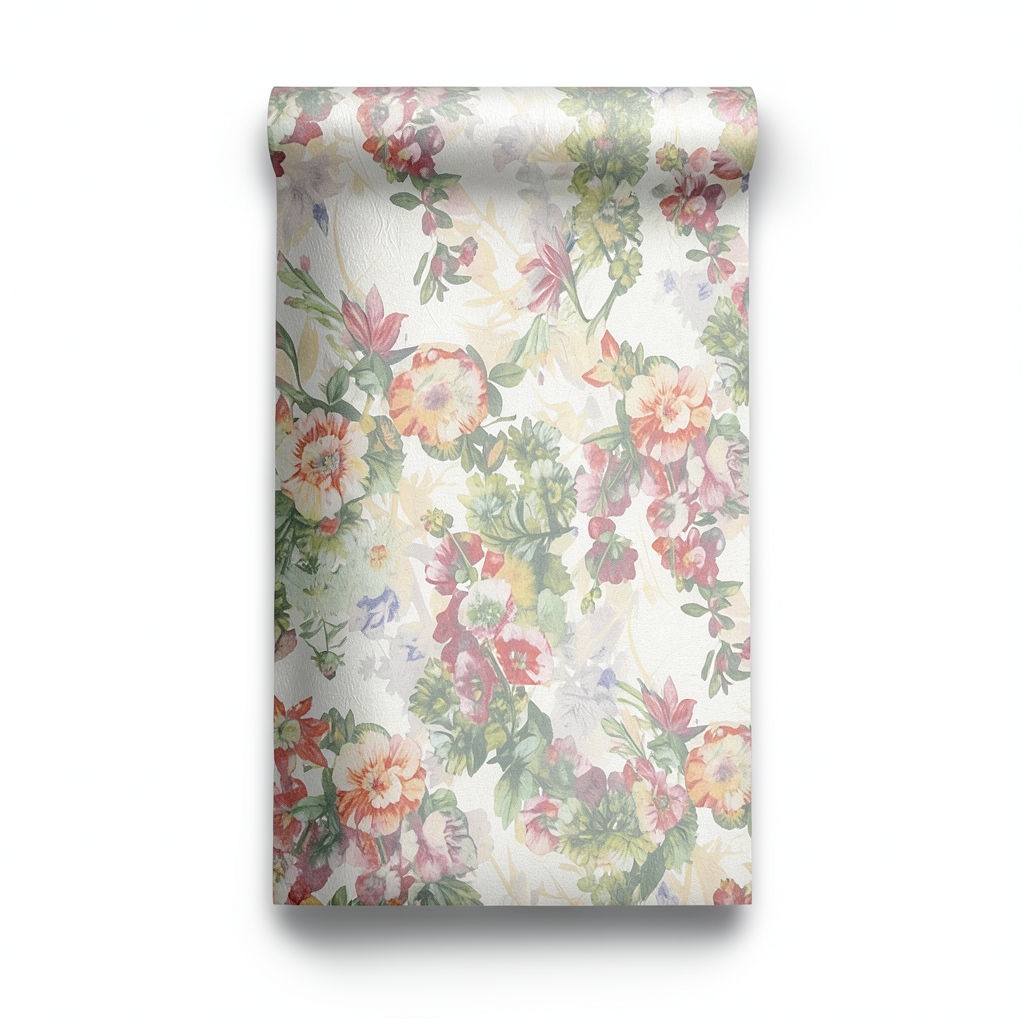 Italian Wallpaper Floral Design 10m x 1.06m Multi-colored