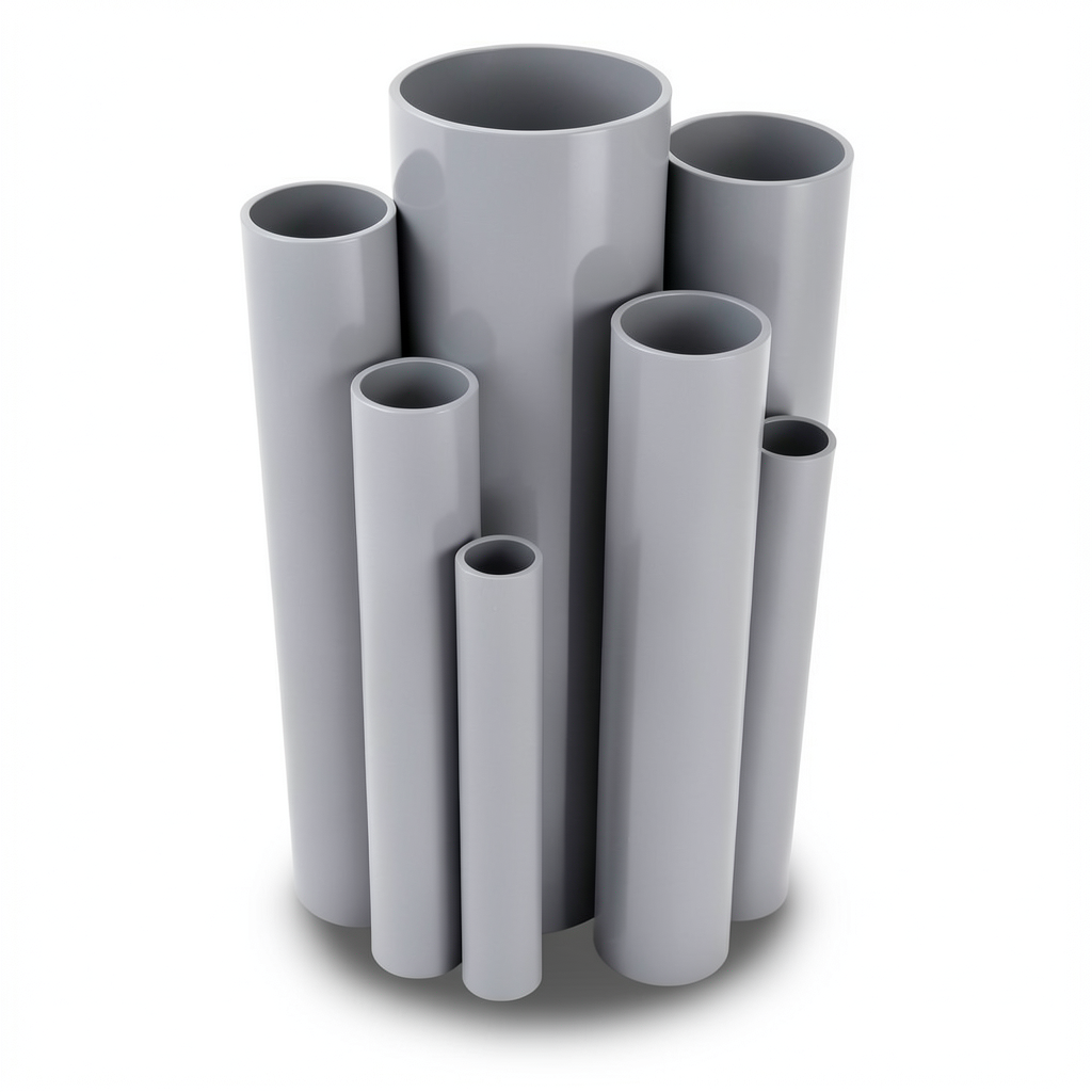 مواسير UPVC ضغط 10 بار قطر خارجي 250 مم سمك 11.9 مم رمادي