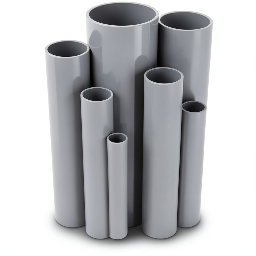 مواسير UPVC جدول 80 مقاس ½ 1 إنش سمك 5.10 مم لون رمادي