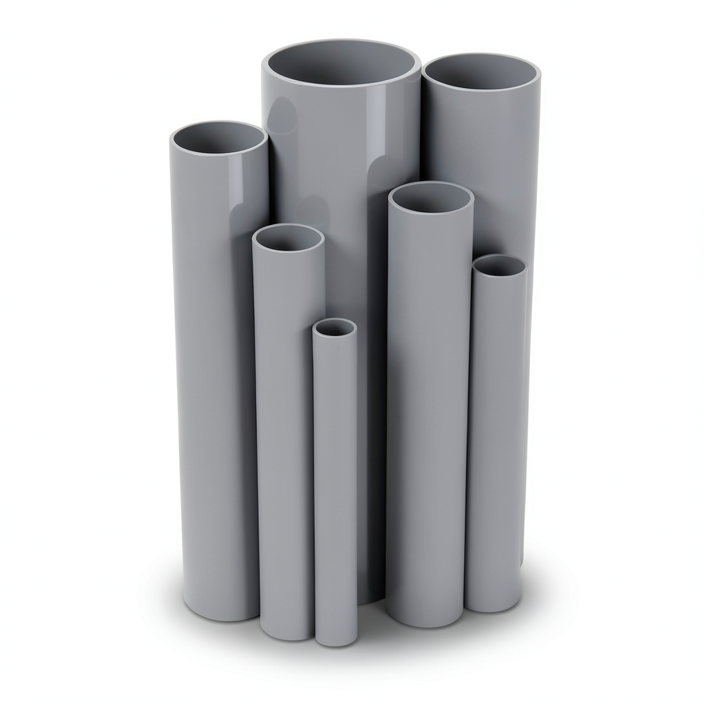 مواسير UPVC ضغط 10 بار قطر خارجي 250 مم سمك 11.9 مم رمادي