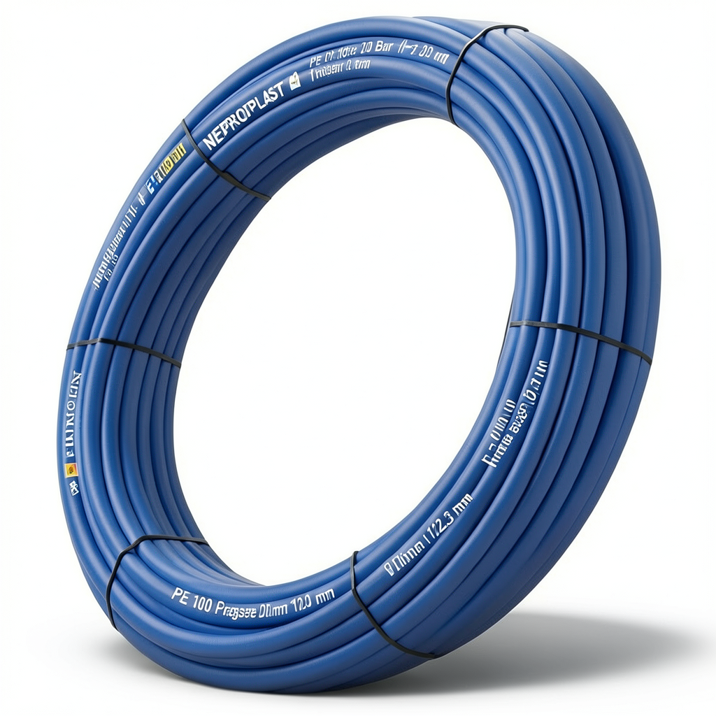 أنابيب HDPE PE 100 ضغط 20 بار قطر خارجي 110 مم سمك 12.3 مم أزرق | نيبروبلاست