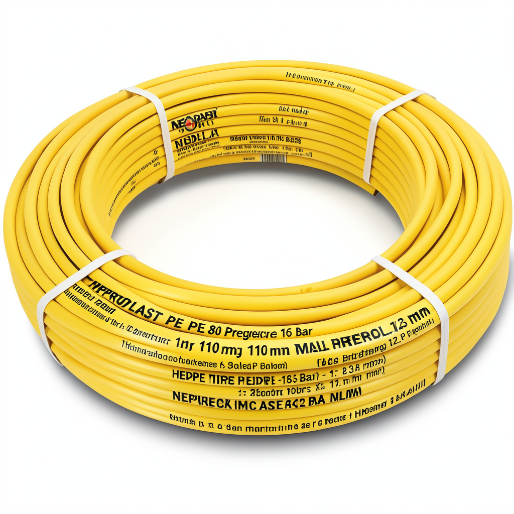 أنابيب HDPE PE 80 ضغط 16 بار قطر 110 مم سمك 12.3 مم لون أصفر | نيبروبلاست