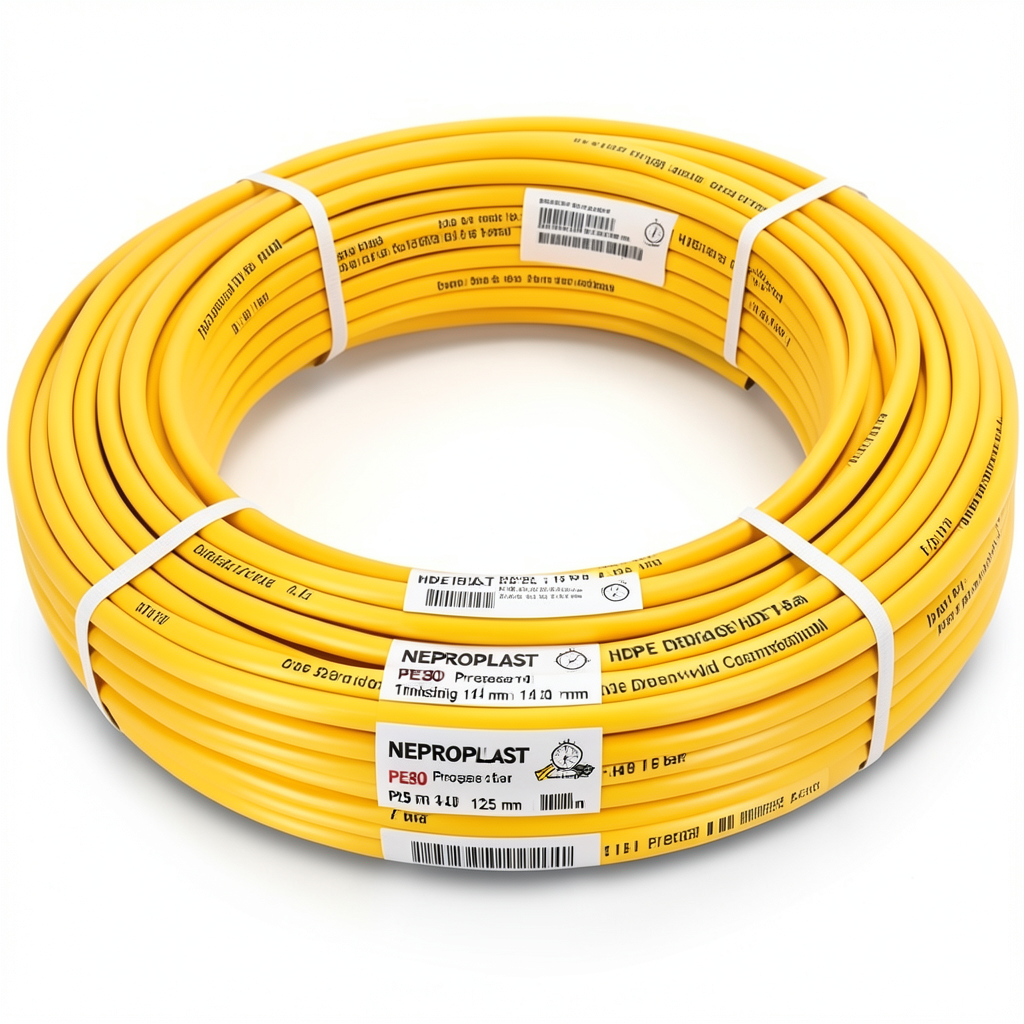 أنابيب HDPE PE 80 ضغط 16 بار قطر خارجي 125 مم سمك 14 مم لون أصفر | نيبروبلاست