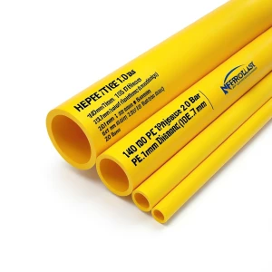مواسير HDPE PE 100 ضغط 20 بار قطر 140 مم سمك 15.7 مم لون أصفر | نيبروبلاست