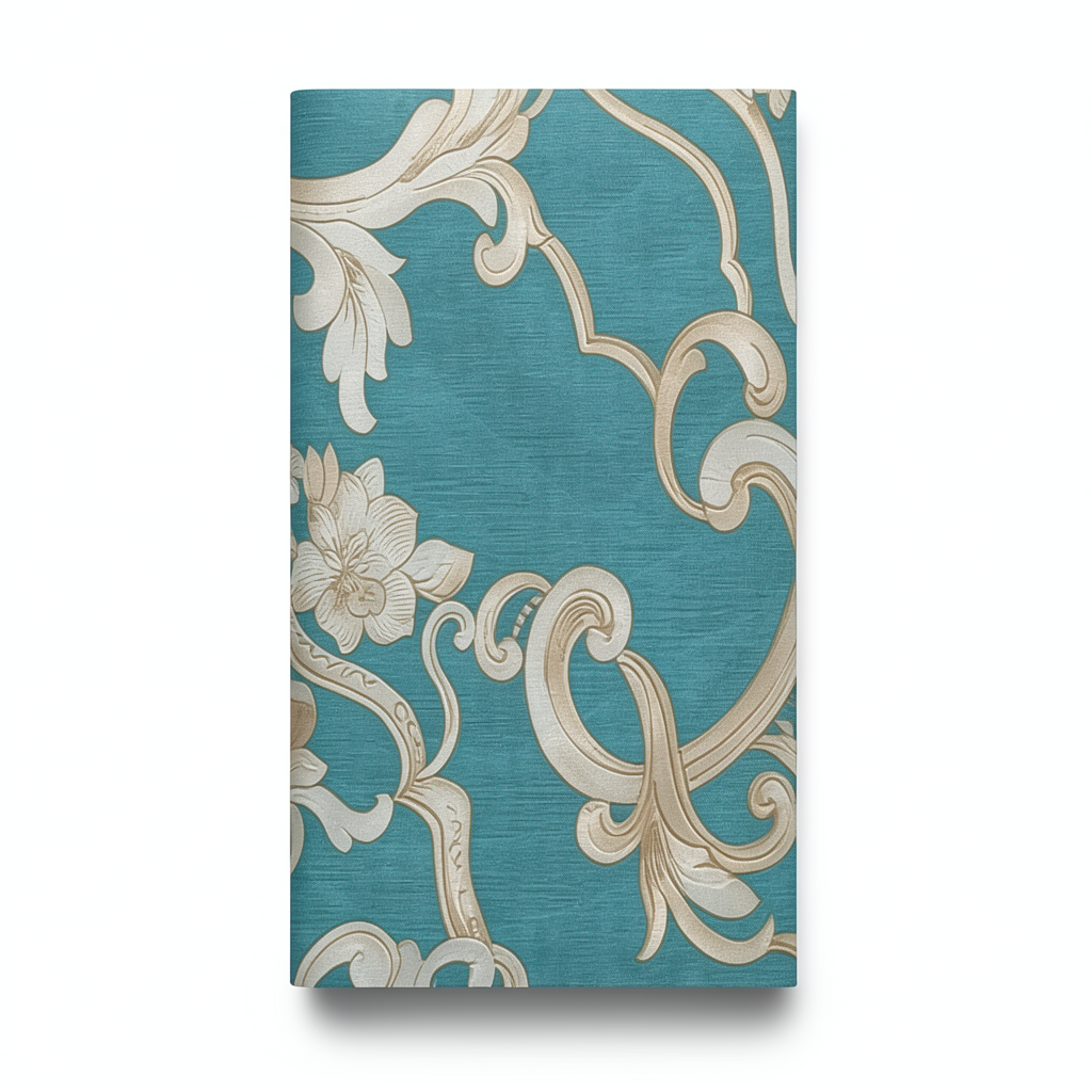 Italian Wallpaper Classic Design Turquoise Color, Size 10m x 0.70m, Model rc16068