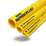 مواسير HDPE PE 100 ضغط 20 بار قطر 200 مم سمك 22.4 مم لون أصفر | نيبروبلاست