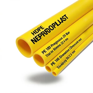 HDPE Pipes PE 100 Pressure 20 Bar Diameter 200 mm Thickness 22.4 mm Yellow | NEPROPLAST