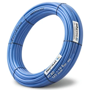 أنابيب HDPE نيبروبلاست PE 80 ضغط 16 بار قطر خارجي 125 مم سمك 14 مم لون أزرق | نيبروبلاست