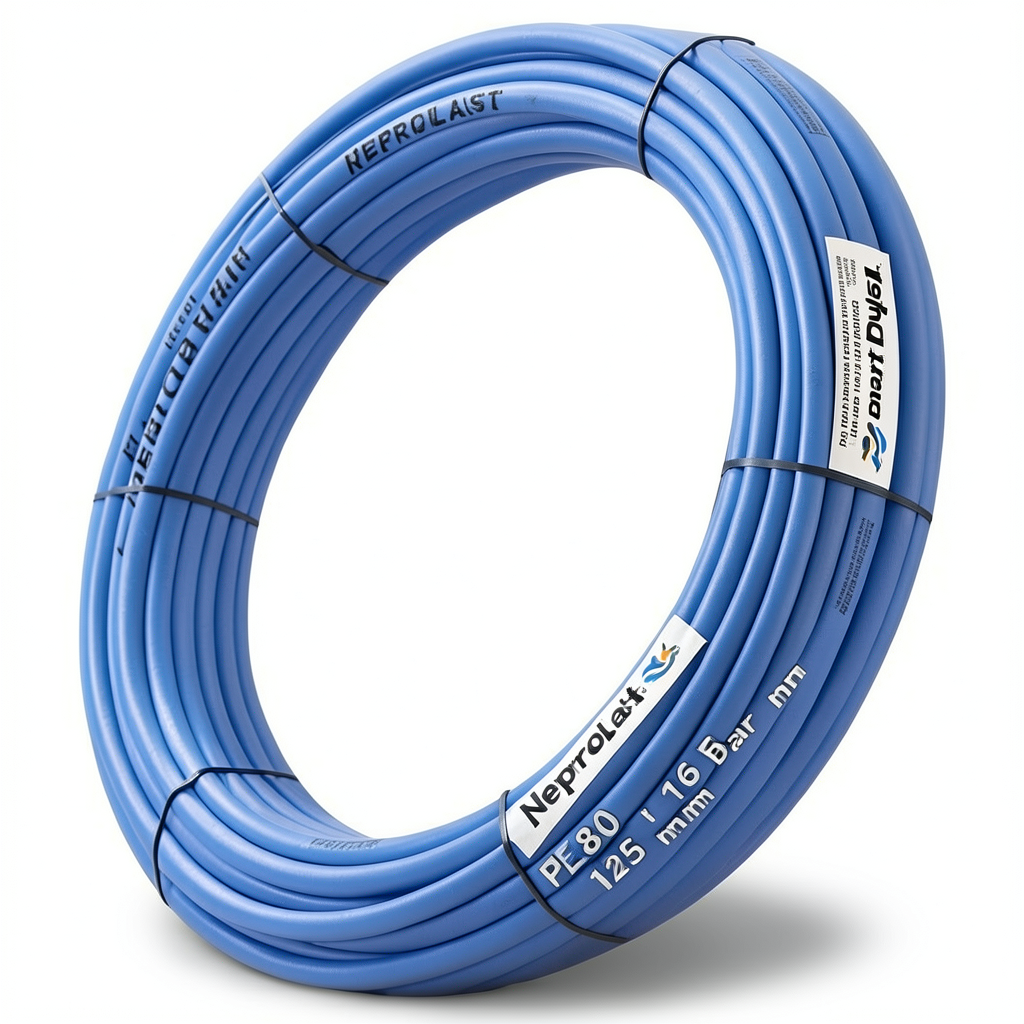 أنابيب HDPE نيبروبلاست PE 80 ضغط 16 بار قطر خارجي 125 مم سمك 14 مم لون أزرق | نيبروبلاست