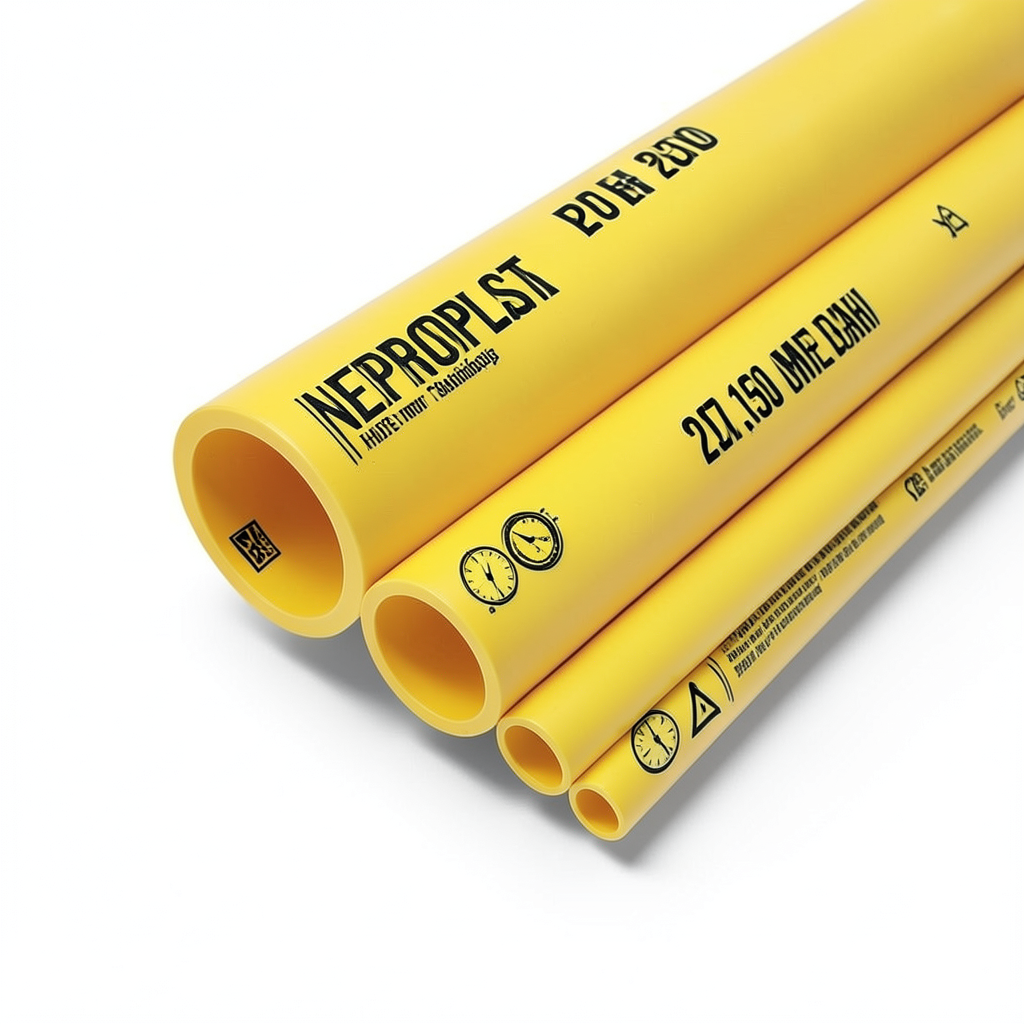 مواسير HDPE PE 100 ضغط 20 بار قطر 250 مم سمك 27.9 مم لون أصفر | نيبروبلاست