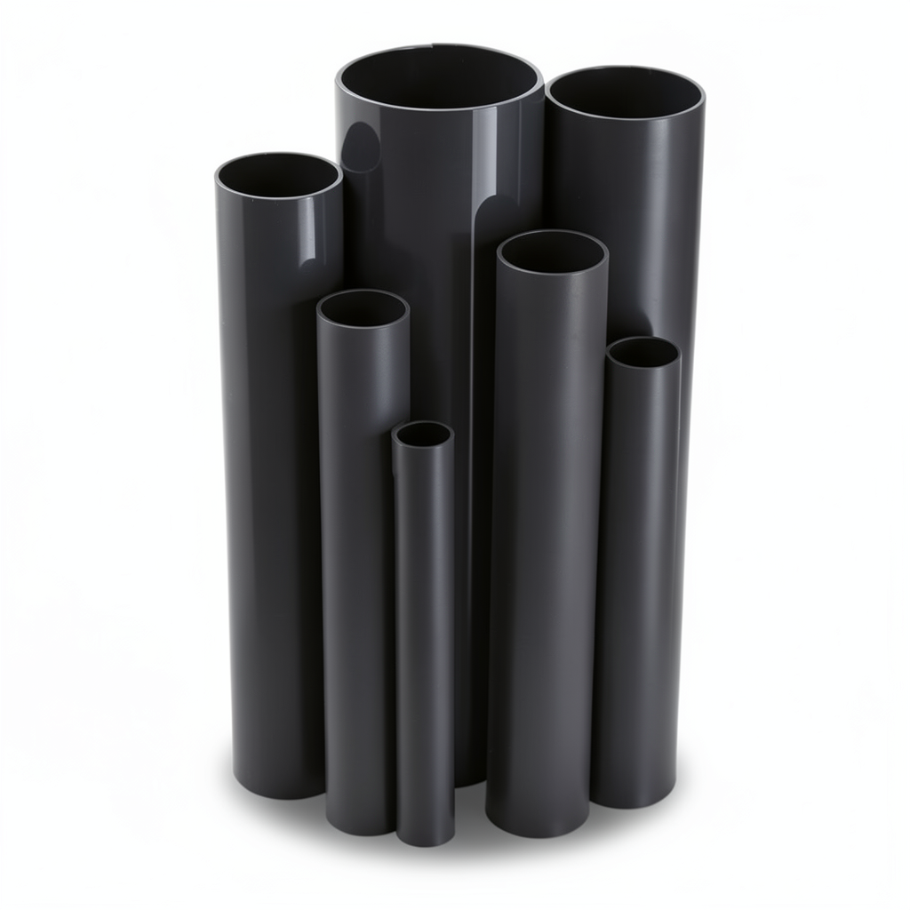 مواسير UPVC ضغط اسمي 16 بار قطر خارجي 250 مم سمك 18.6 مم لون اسود