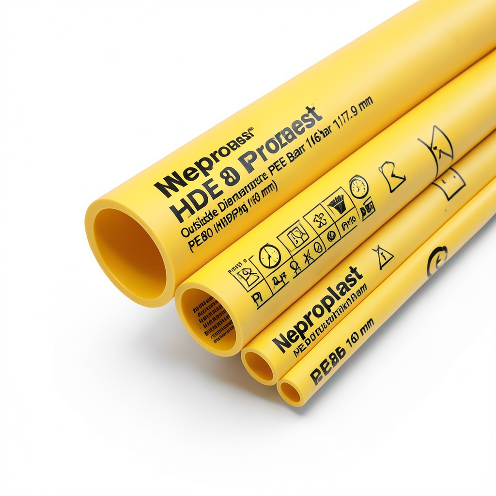 Neproplast HDPE Pipes PE 80 Pressure 16 Bar Outside Diameter 160 mm Thickness 17.9 mm Yellow | NEPROPLAST
