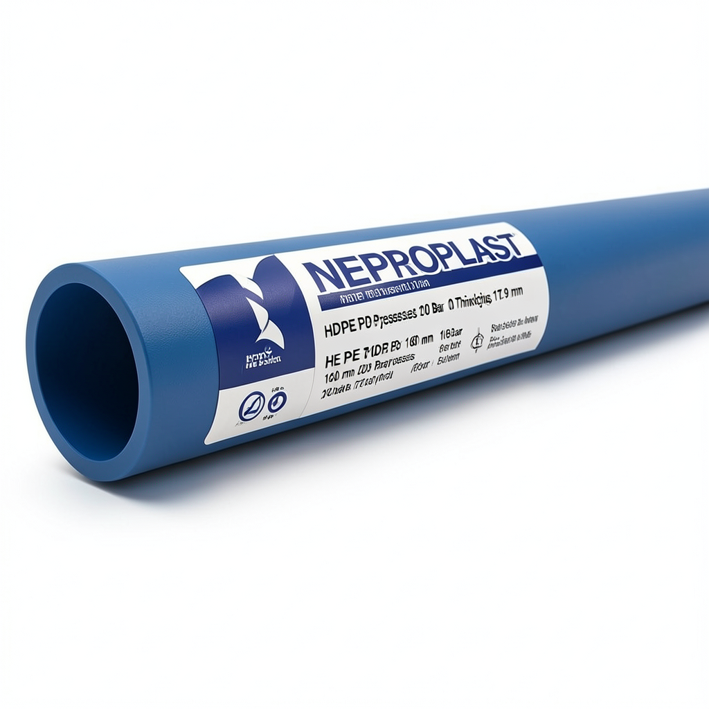 HDPE Pipes PE 100 Pressure 20 Bar 160 mm OD Thickness 17.9 mm Blue | NEPROPLAST