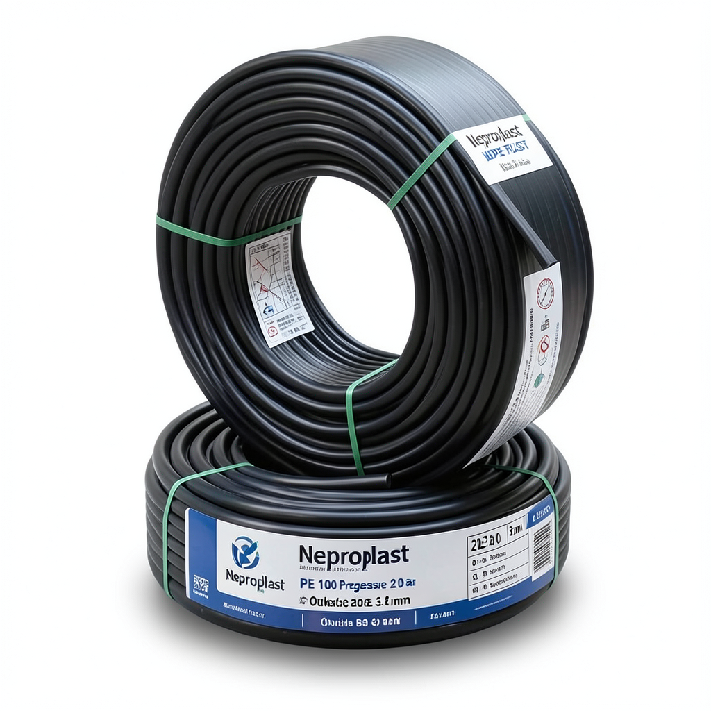 أنابيب HDPE نيبروبلاست PE 100 ضغط 20 بار قطر خارجي 32 مم سمك 3.6 مم لون أسود | نيبروبلاست