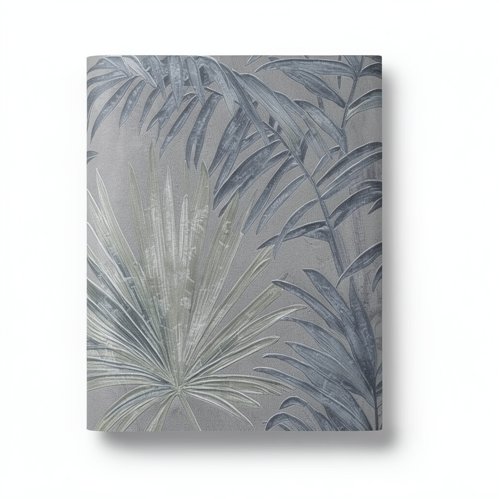Italian Wallpaper Gray Color Leaf-Patterned Design, Size 10m x 0.70m, Model rc16092