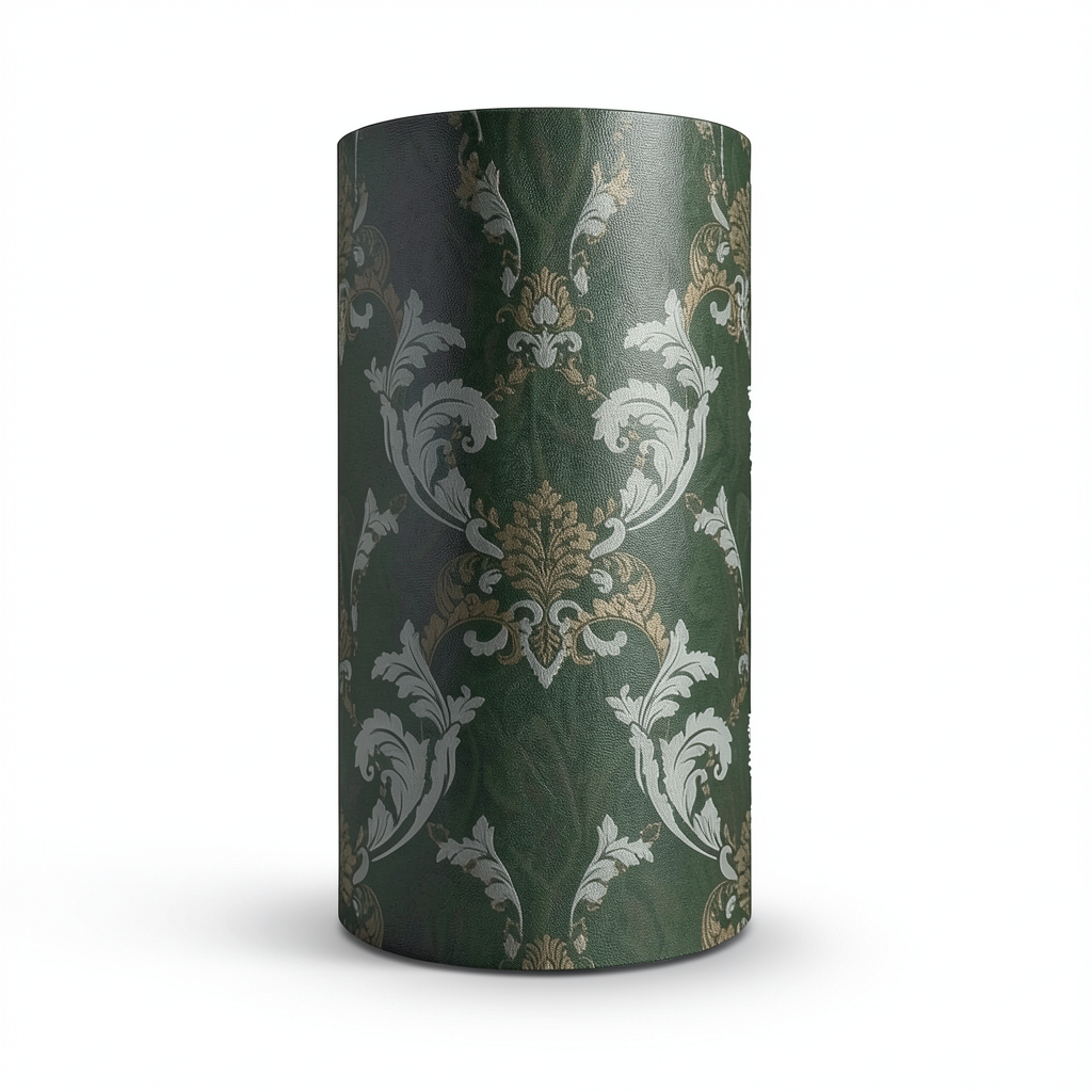 Italian Wallpaper Classic Design 10 m x 1.06 m Dark Green, Model 81851