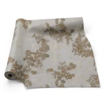 Italian Wall Decoration Floral Design 10m x 1.06m Dark Beige