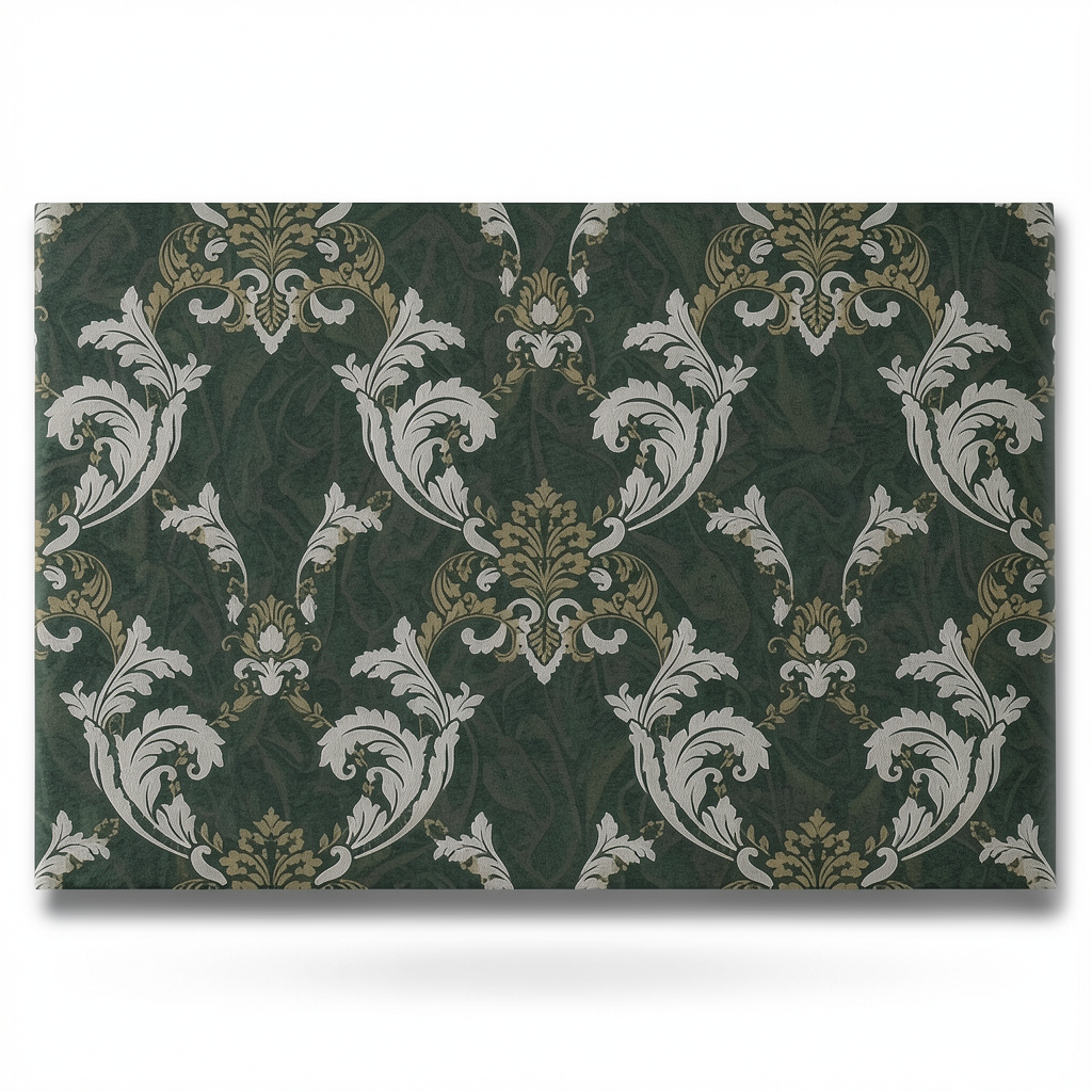 Italian Wallpaper Classic Design 10 m x 1.06 m Dark Green, Model 81851