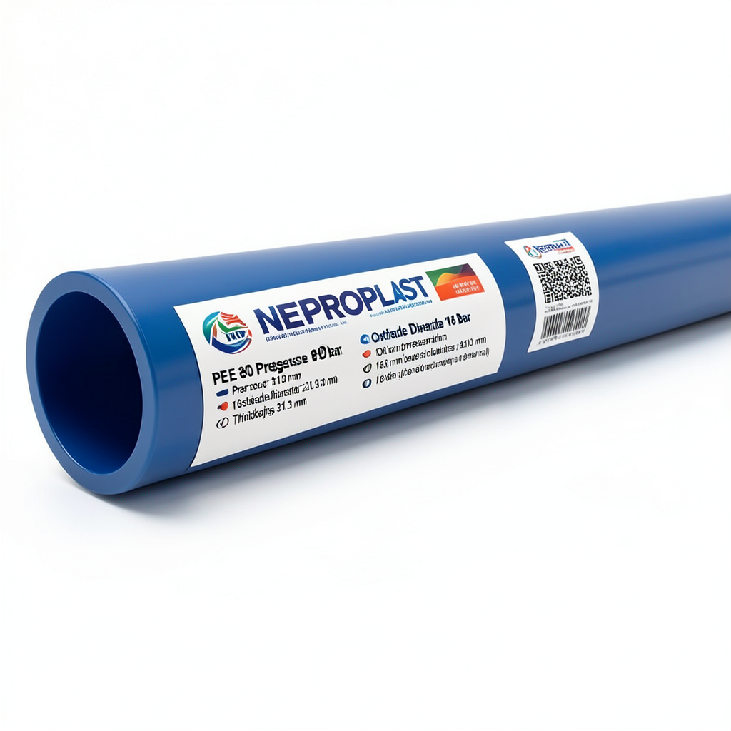 HDPE Pipes PE 80 Pressure 16 Bar Outside Diameter 280 mm Thickness 31.3 mm Blue | NEPROPLAST