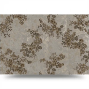 Italian Wall Decoration Floral Design 10m x 1.06m Dark Beige