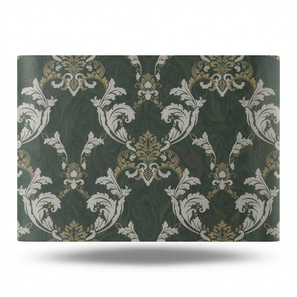 Italian Wallpaper Classic Design 10 m x 1.06 m Dark Green, Model 81851