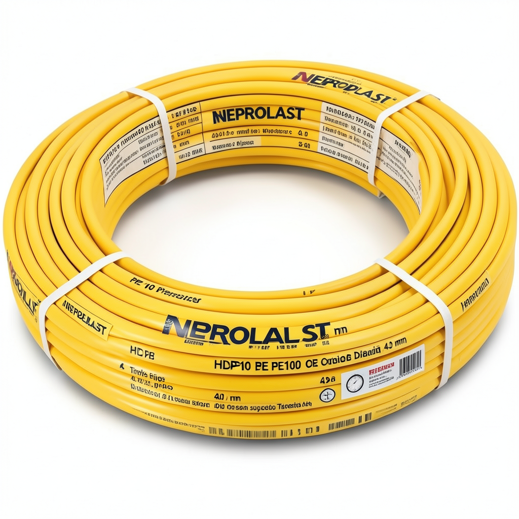أنابيب HDPE PE 100 ضغط 20 بار قطر خارجي 40 مم سمك 4.5 مم لون أصفر | نيبروبلاست