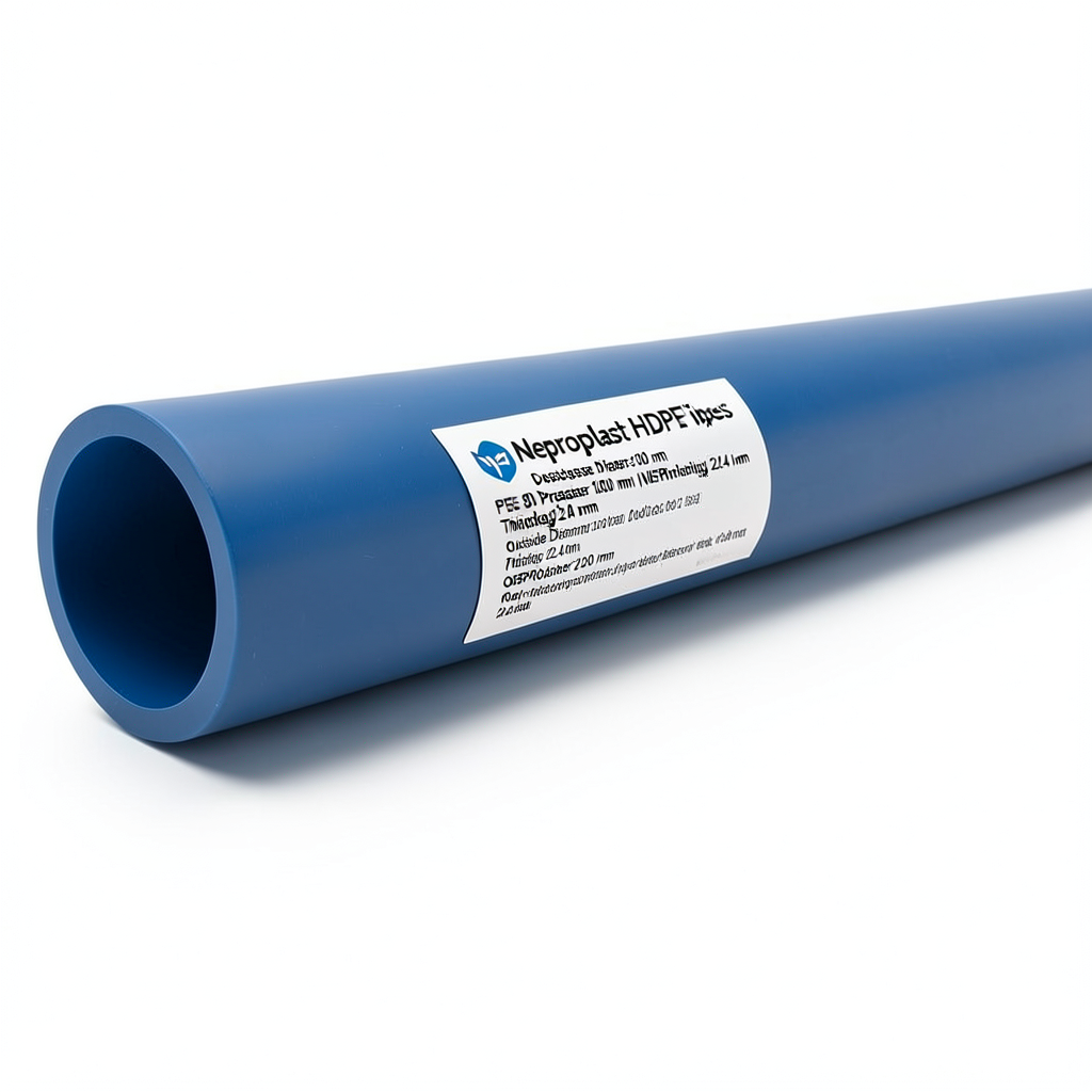 أنابيب HDPE نيبروبلاست PE 80 ضغط 16 بار قطر خارجي 200 مم سمك 22.4 مم لون أزرق | نيبروبلاست