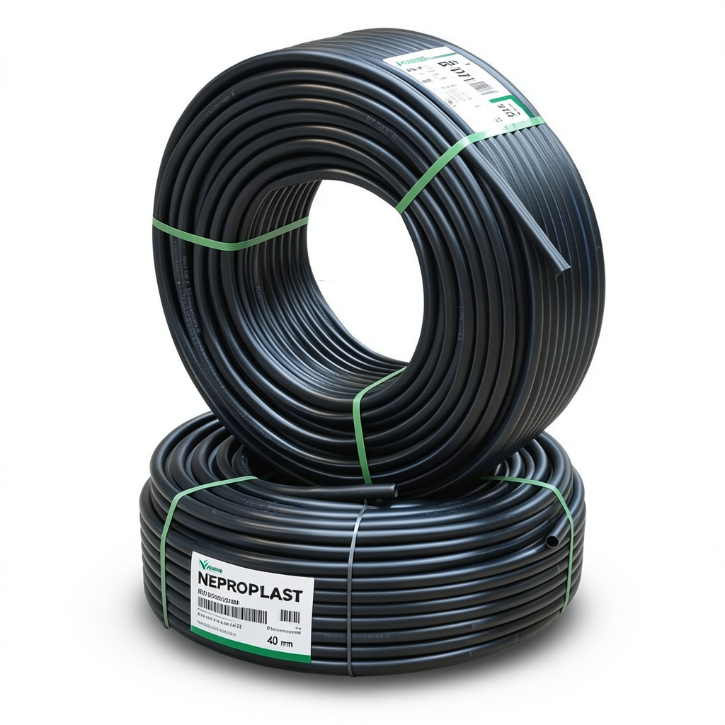 أنابيب HDPE PE 100 ضغط 20 بار قطر 40 مم سمك 4.5 مم لون أسود | نيبروبلاست