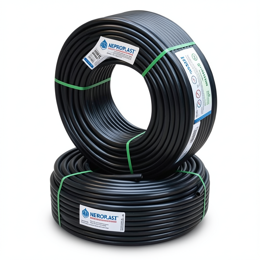 أنابيب HDPE PE 100 ضغط 20 بار قطر خارجي 50 مم سمك 5.6 مم لون أسود | نيبروبلاست