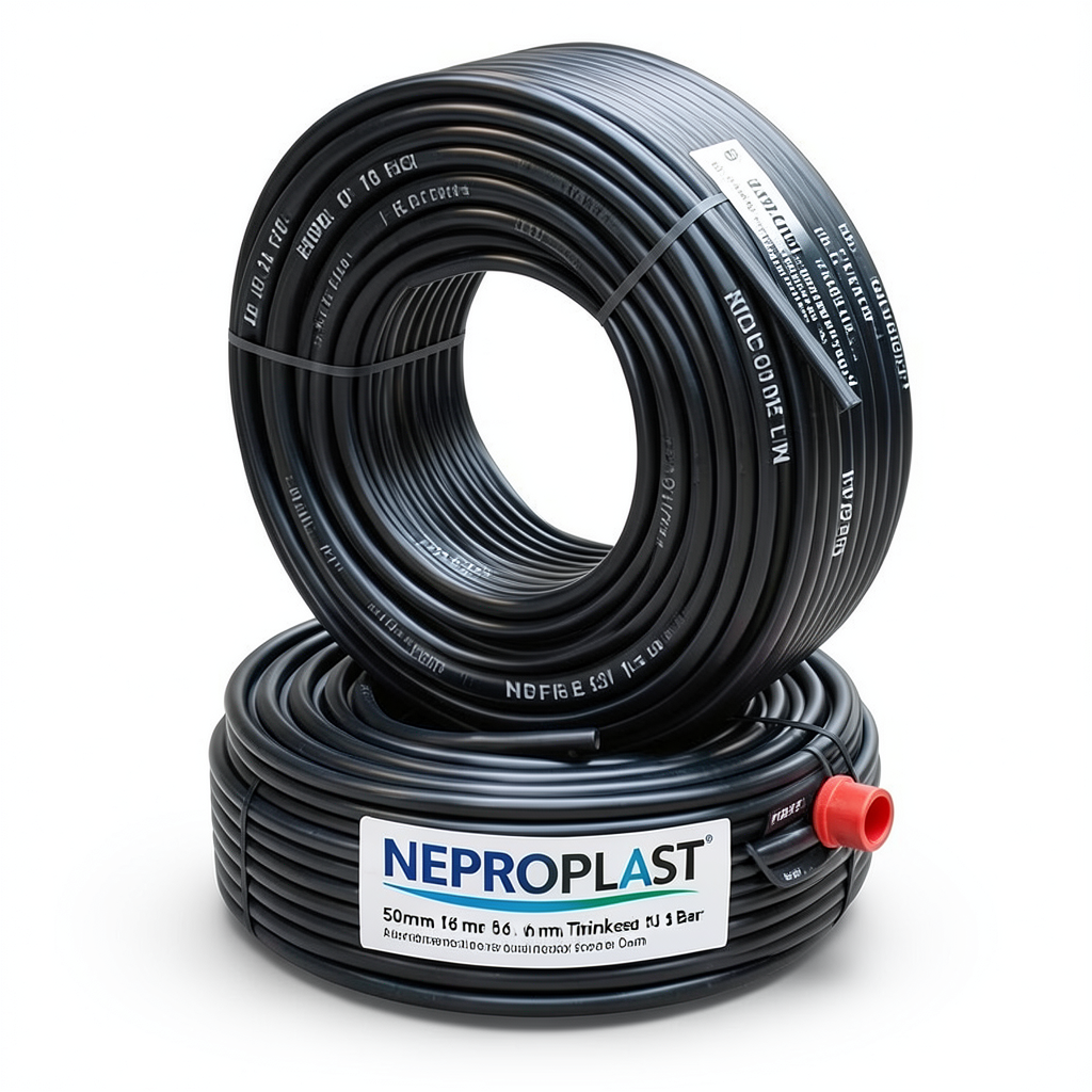 HDPE Pipes PE 80 Pressure 16 Bar Diameter 50 mm Thickness 5.6 mm Black | NEPROPLAST
