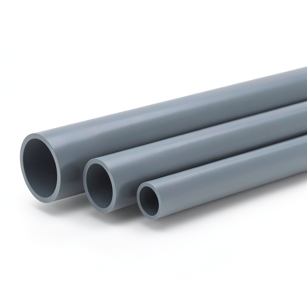مواسير UPVC مقاس ½ 1 إنش سمك 2.12 مم لون رمادي ضغط 200 PSI