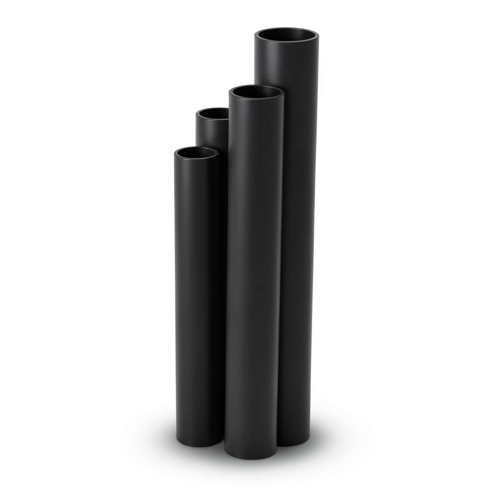 مواسير HDPE نسبة الأبعاد القياسية 21 قطر خارجي 200 مم سمك 9.6 مم أسود