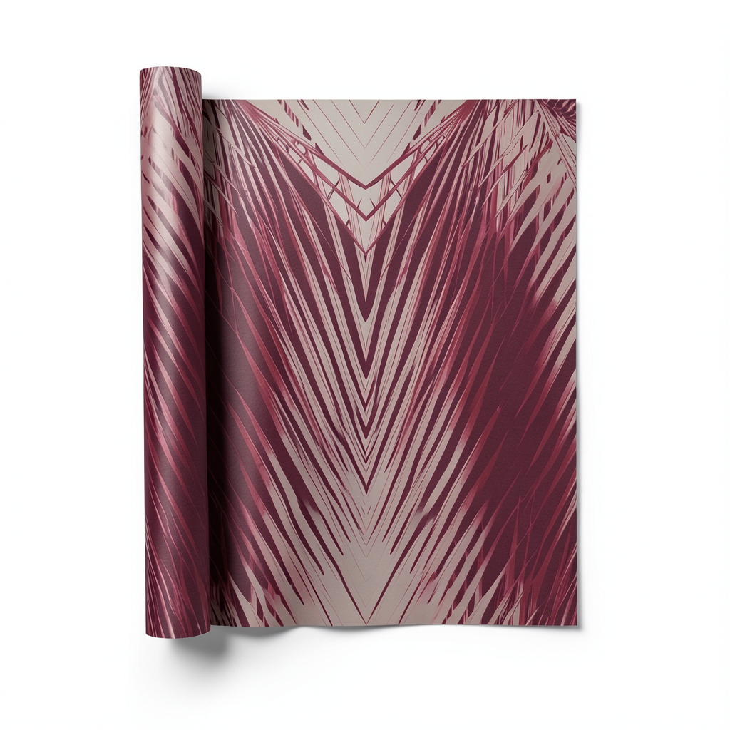 Italian Wallpaper Patterned Design 10mx0.70m Dark Red Color