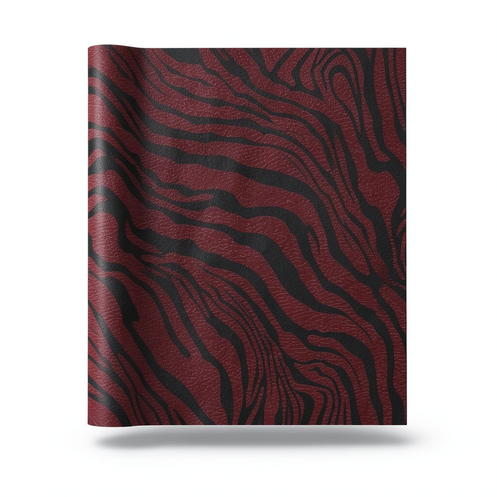 ورق جداري ايطالي لون احمر مع اسود تصميم نقشات، مقاس 10 م×0.70 م