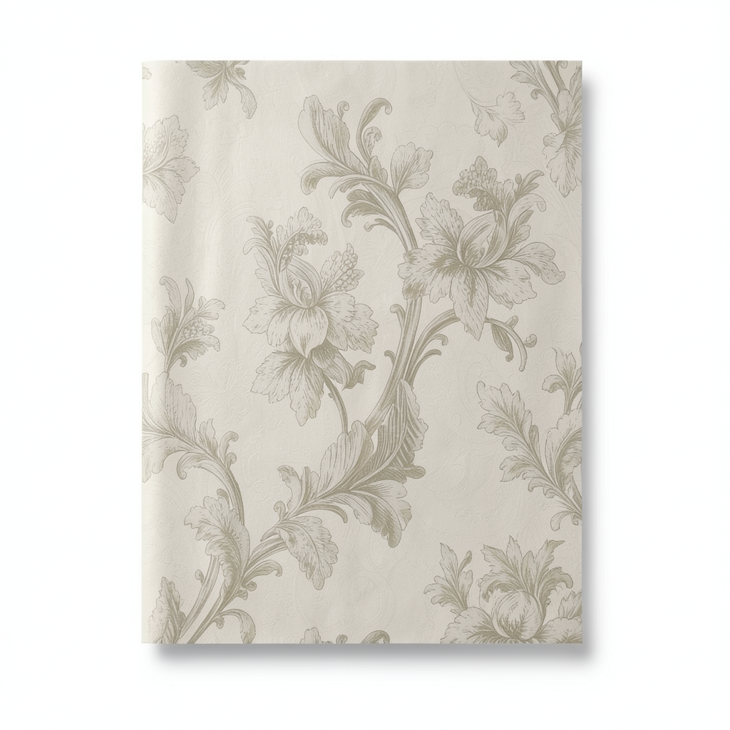 Italian Floral Wallpaper 10m x 0.73m Light Beige, Model 56802