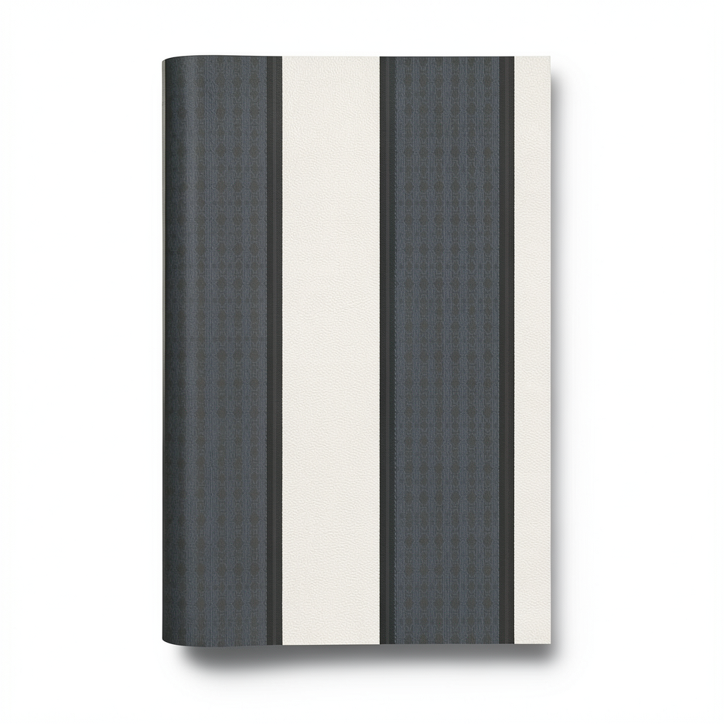 Italian Wallpaper Dark Gray with Beige Striped Design, 10m x 0.70m