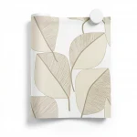 Leaf-patterned wall covering, beige, length 10m, width 0.53 m, model 73244