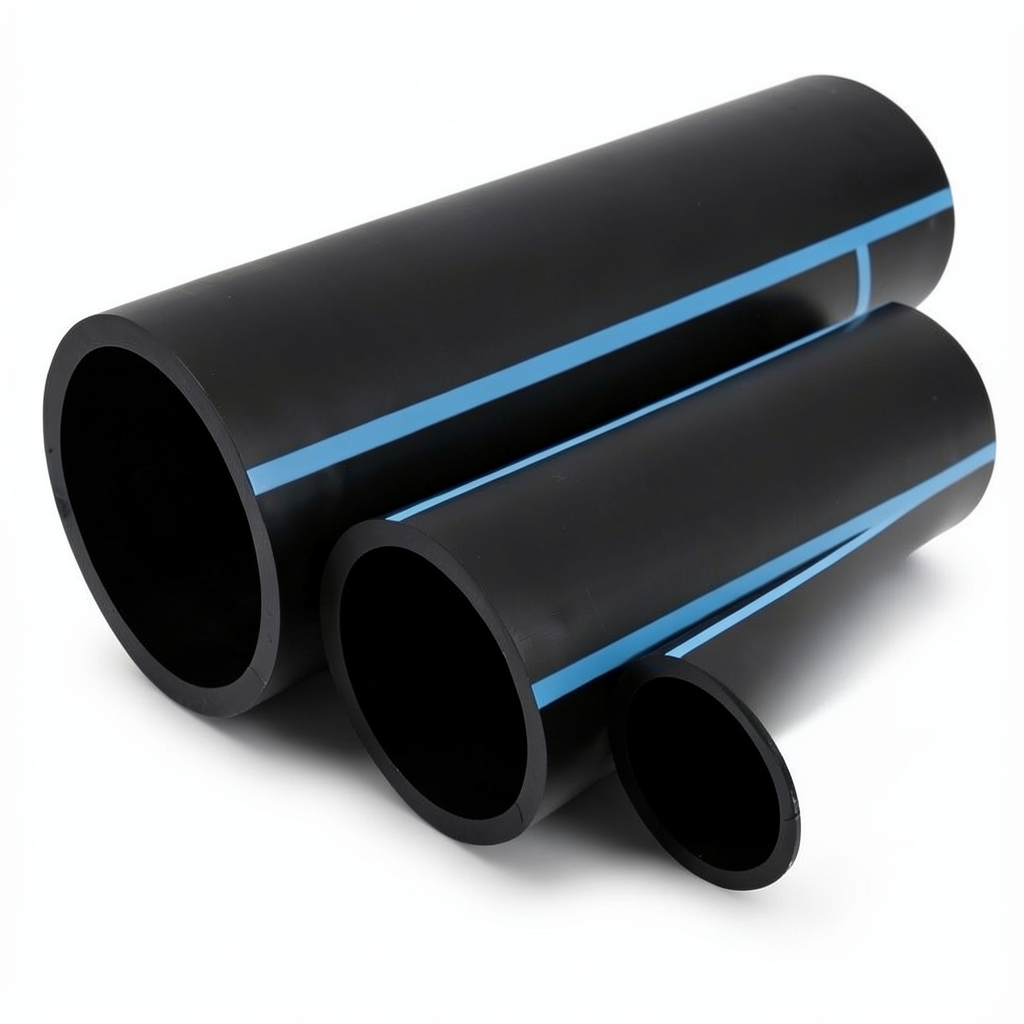 أنابيب HDPE الوطني لشبكات المياه الغير مضغوطة ضغط 4 بار قطر خارجي 630 مم سمك 12.4 مم لون أسود