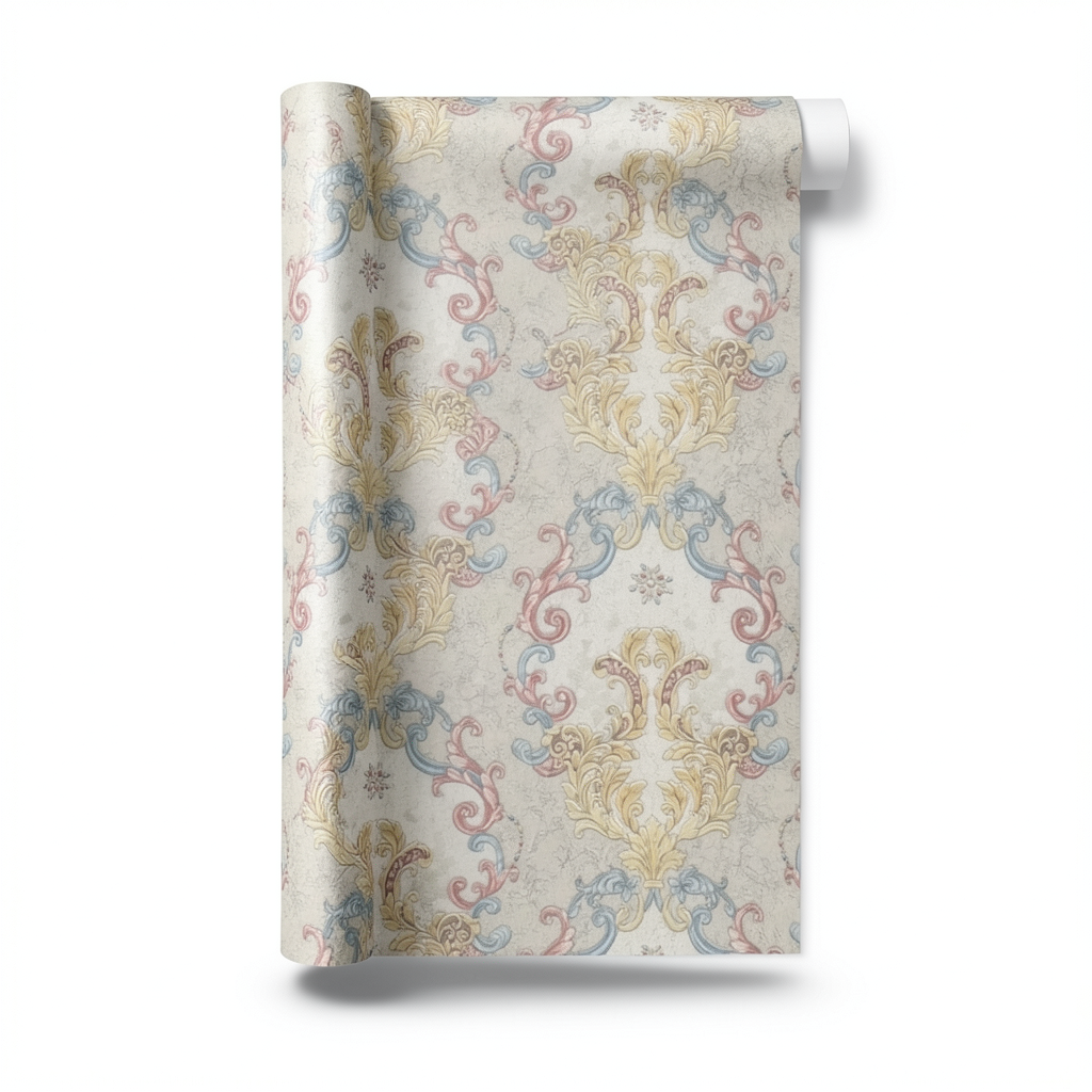 Italian Wallpaper Classic Design Size 10m x 1.06m, Pale Beige