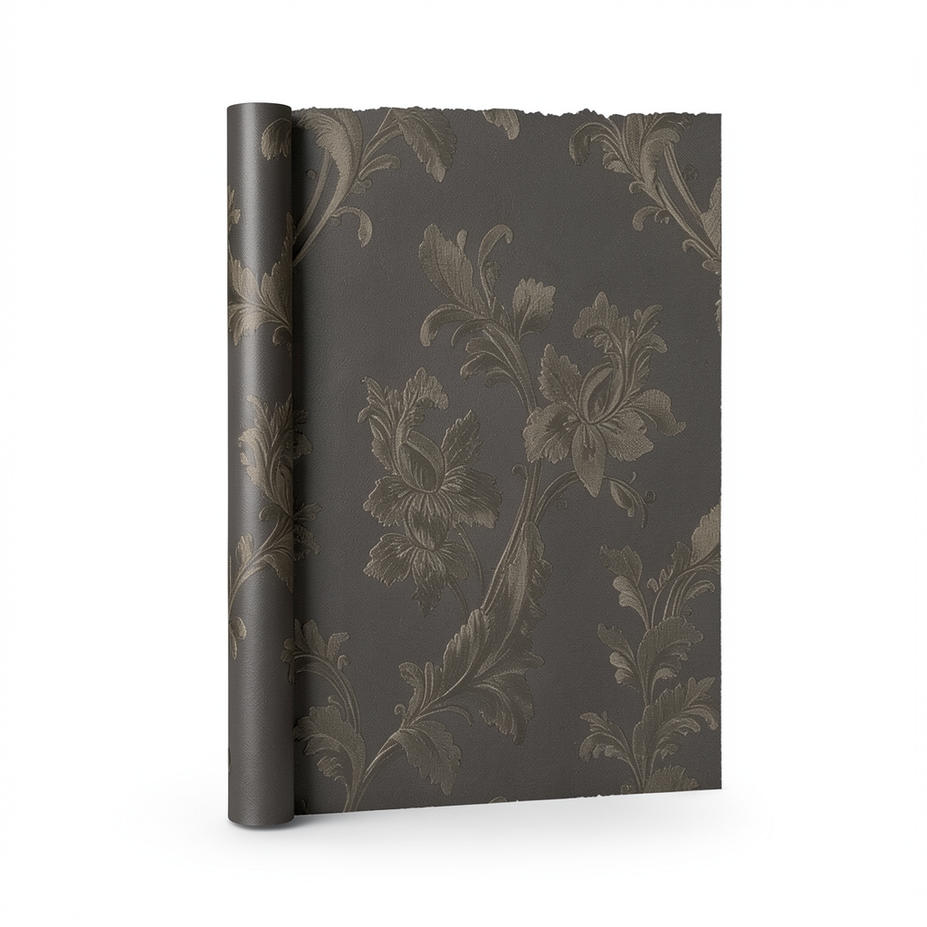 Italian Floral Wallpaper 10m x 0.73m Dark Beige, Model 56807