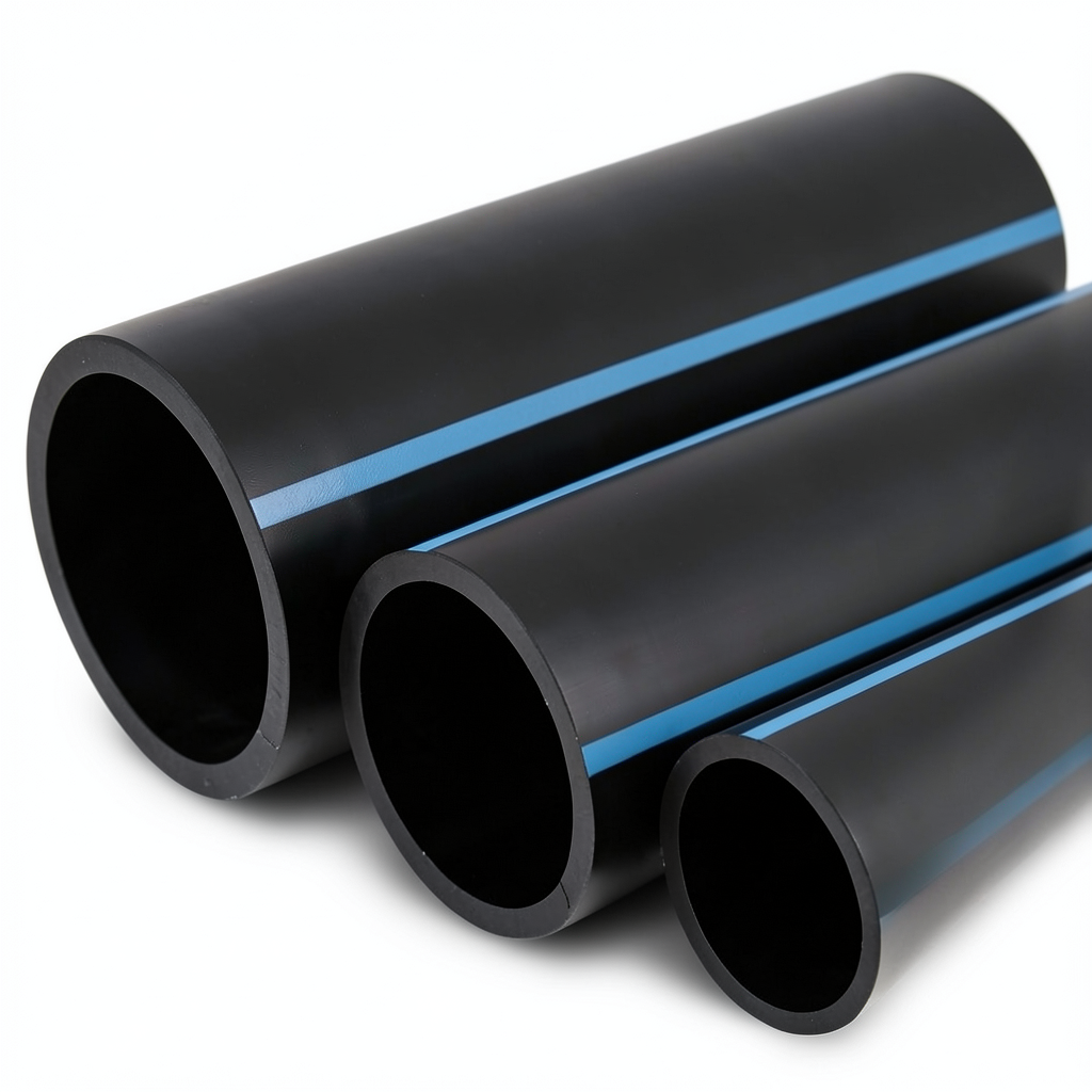 مواسير HDPE الوطني لشبكات المياه ضغط 6 بار قطر خارجي 160 مم سمك 4.7 مم أسود