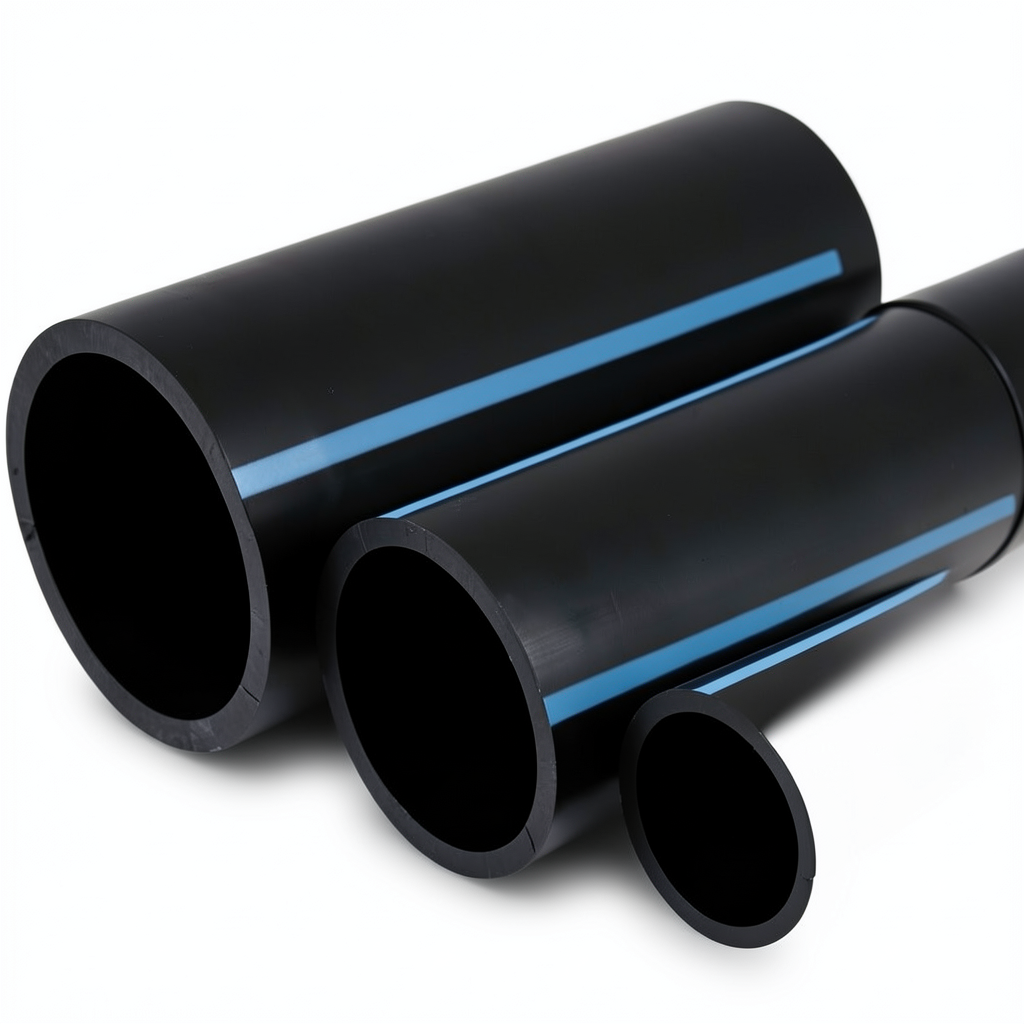 NPF HDPE Pipes Pressure 6 Bar Diameter 180 mm Thickness 5.3 mm Black