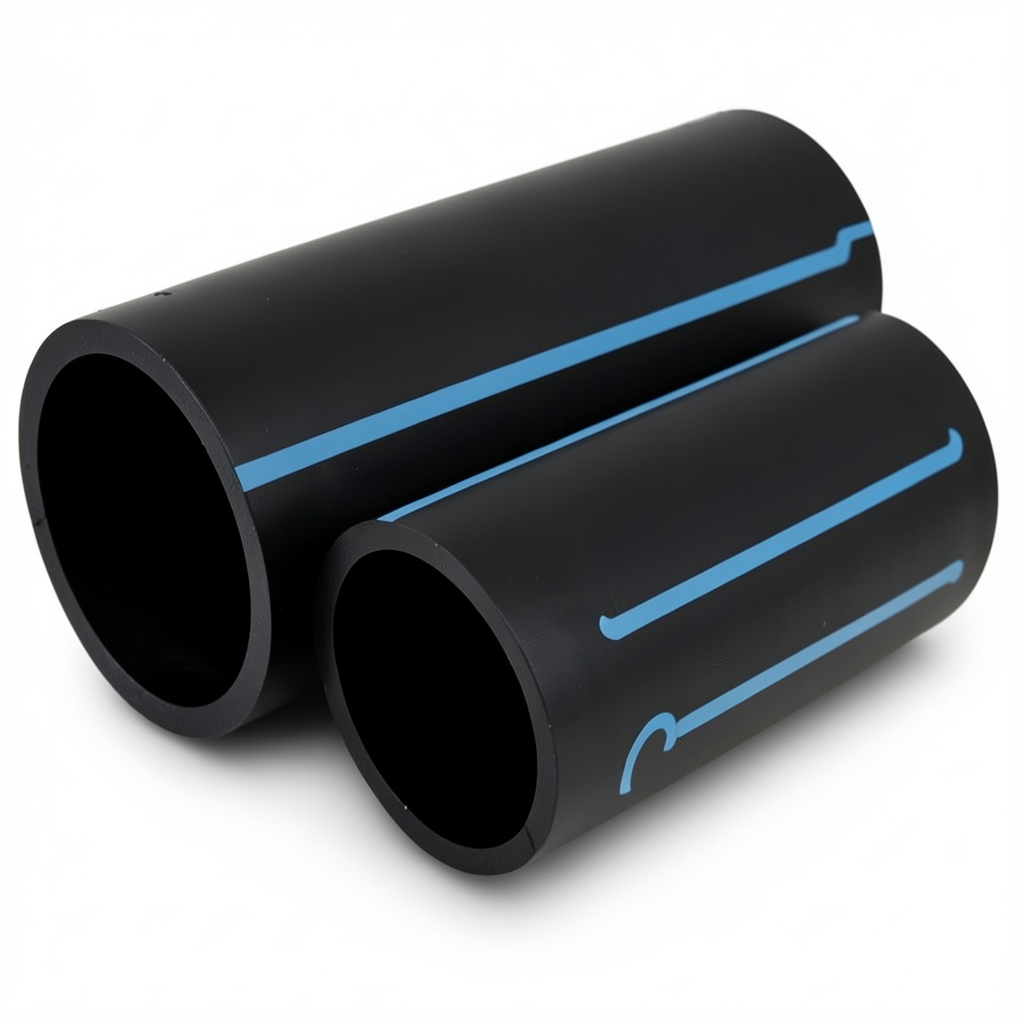 NPF HDPE Pipes High Pressure 6 Bar Diameter 200 mm Thickness 5.9 mm Black