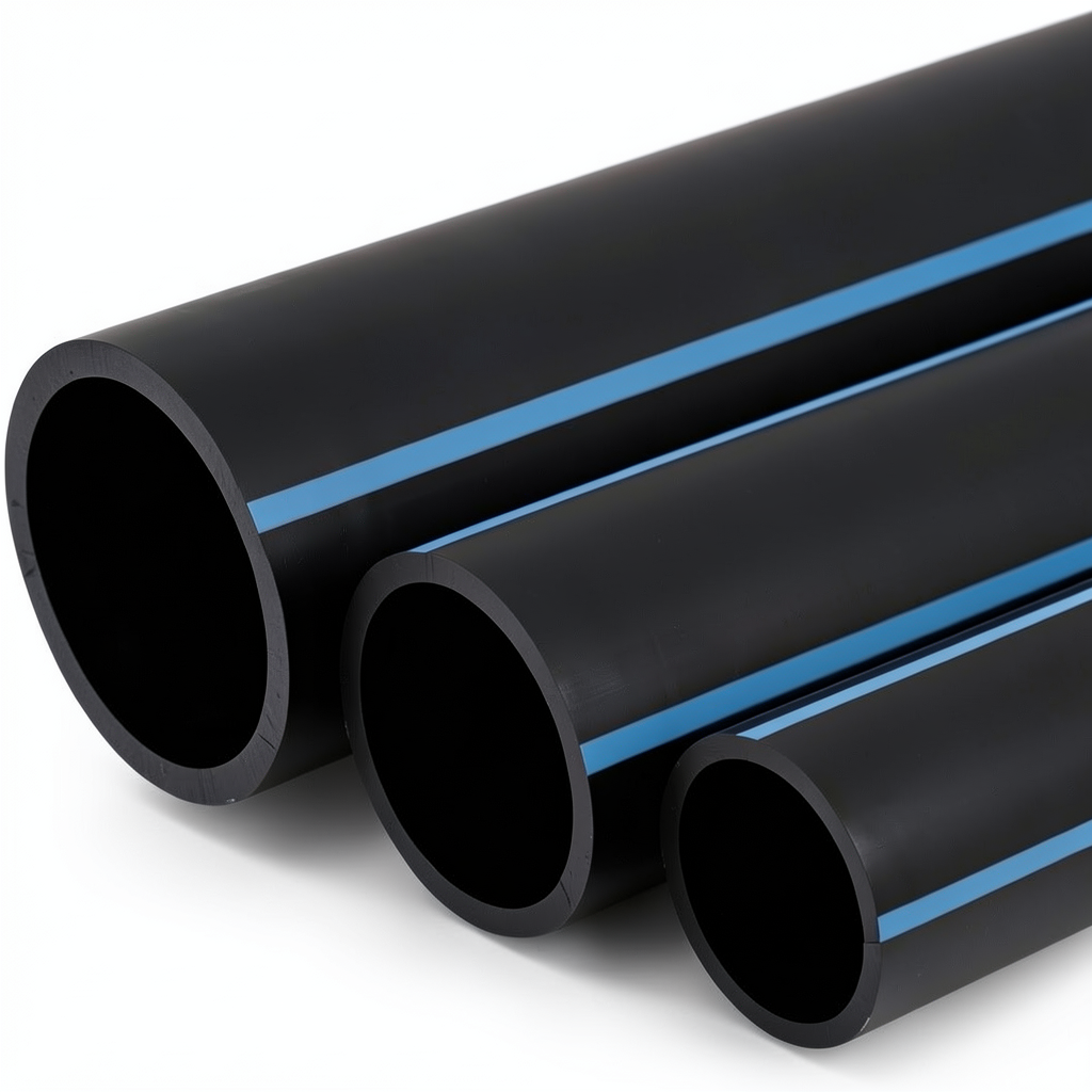 NPF HDPE Pipes Pressure 6 Bar Diameter 630 mm Thickness 18.4 mm Black