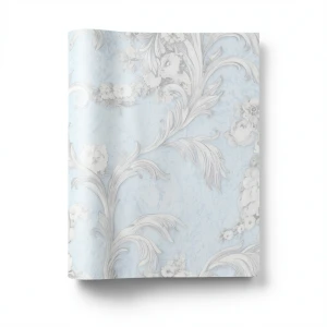 Italian Wallpaper Floral Design Pale Blue Color, Size 10mx0.70m, Model rc17049