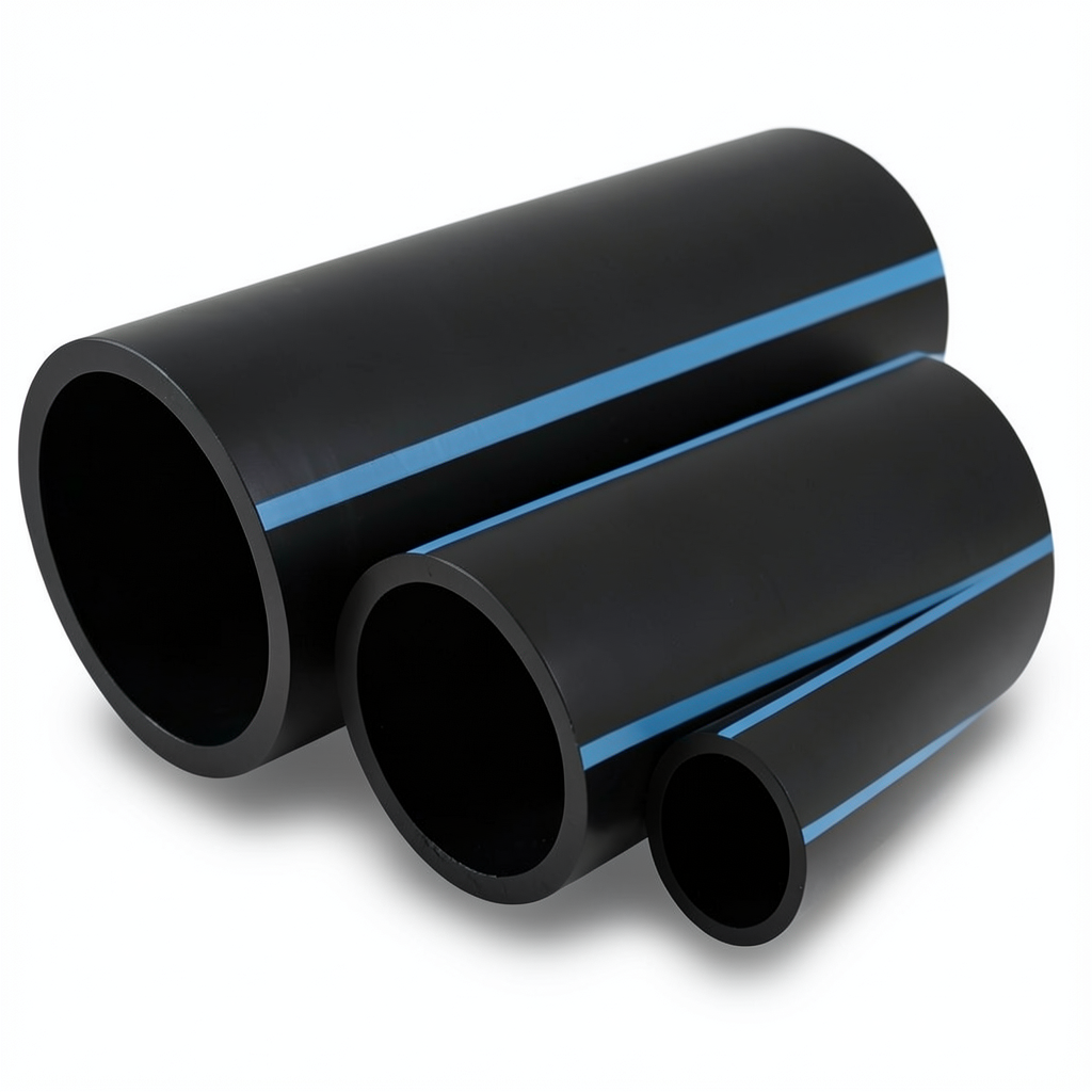 مواسير HDPE الوطني لشبكات المياه ضغط 6 بار قطر خارجي 160 مم سمك 4.7 مم أسود