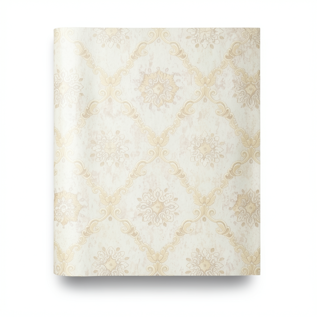 Italian Wallpaper Classic Design 10m x 1.06m, Cream Color, Model 82819