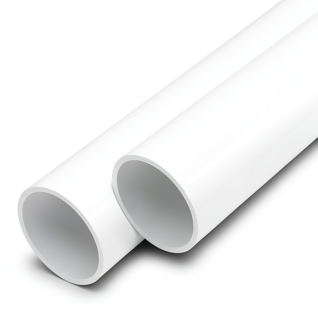 مواسير UPVC ضغط اسمي 12.5 بار قطر خارجي 200 مم سمك 9.6 مم لون أبيض
